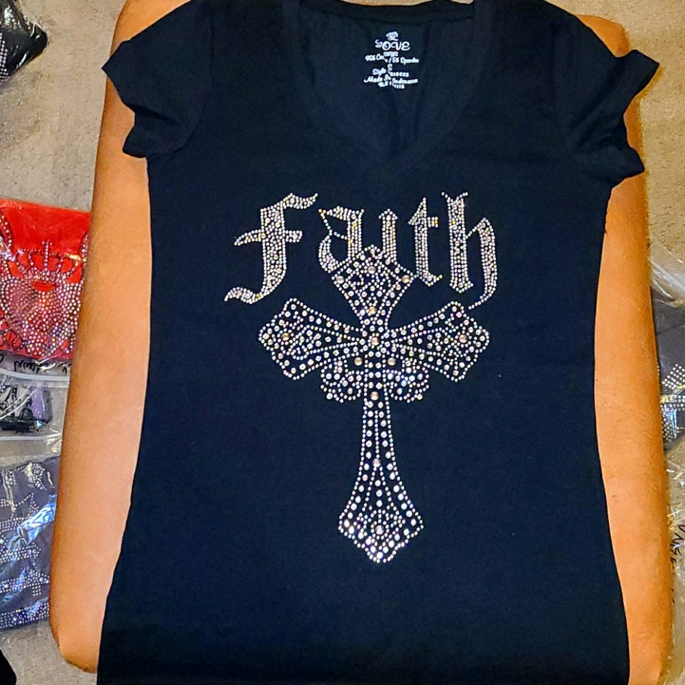 BOGO -"Faith Rhinestone Tee *NWOT*